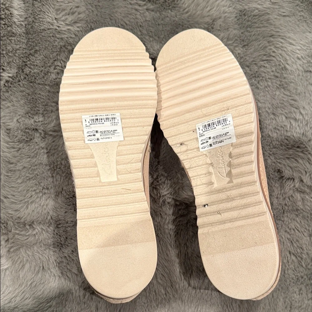 Clarks Tan and White Striped Espadrilles - Picture 3 of 5